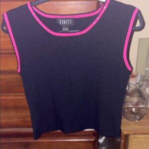 Finity Black Tank Top with Hot Pink Trim